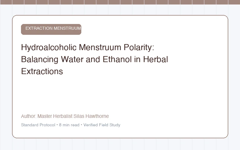 Hydroalcoholic Menstruum Polarity: Balancing Water and Ethanol in Herbal Extractions